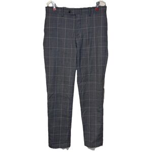 Tallia Men's Dress Pants Windowpane Lined Slim Fit Trouser Wool Blend Size 30X30